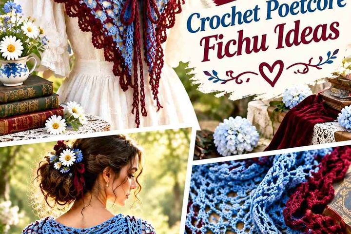 Glacier Blue & Oxblood Crochet Poetcore Fichu Ideas