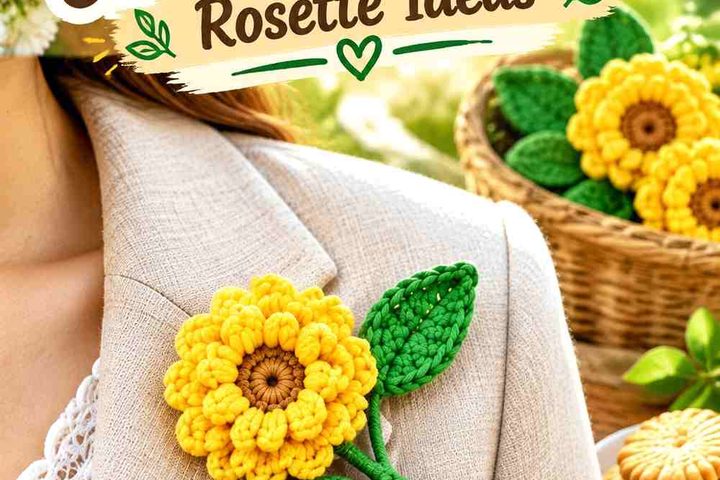 Juniper Jade & Butter Biscuit Crochet Lapel Brooch Rosette Ideas