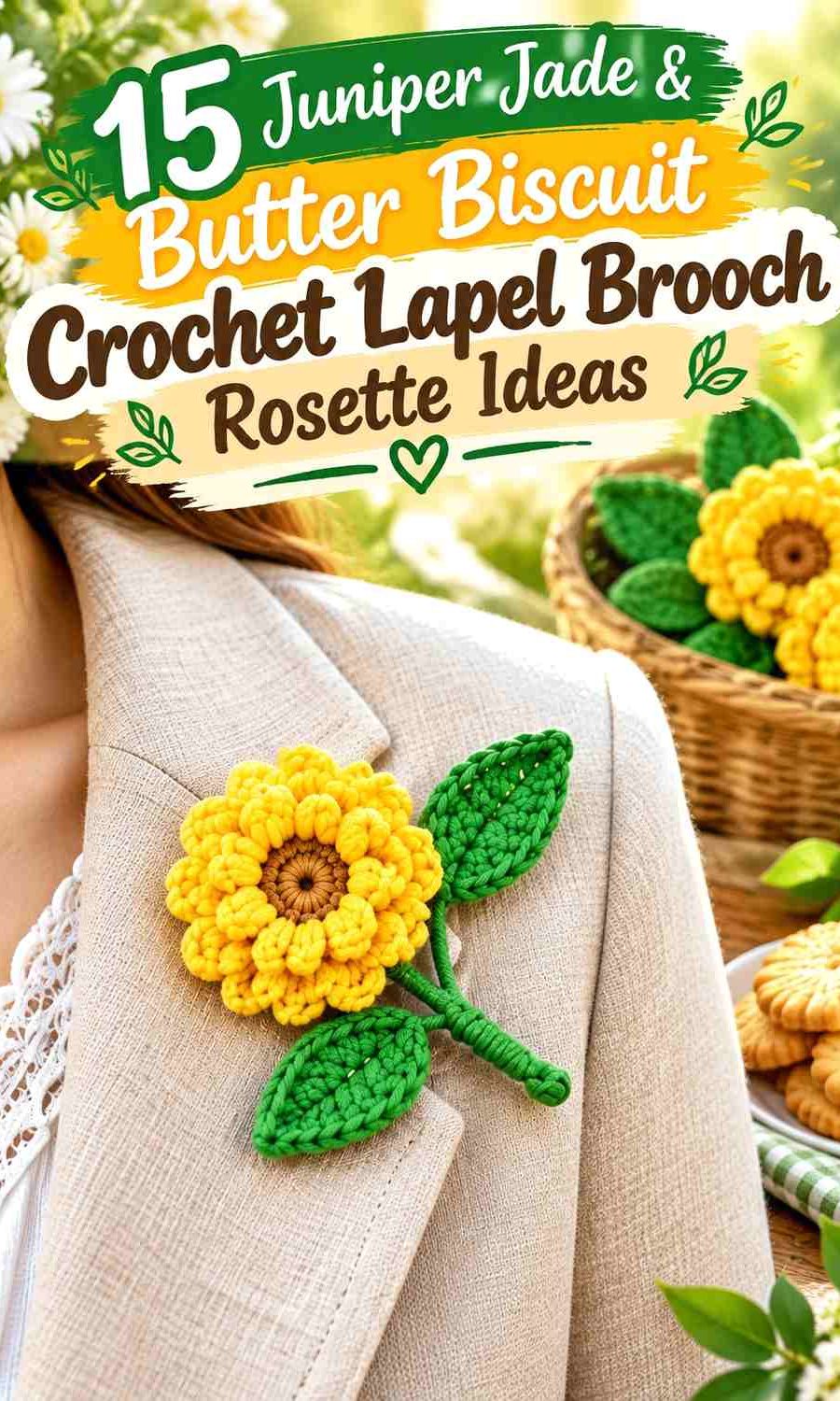 Juniper Jade & Butter Biscuit Crochet Lapel Brooch Rosette Ideas