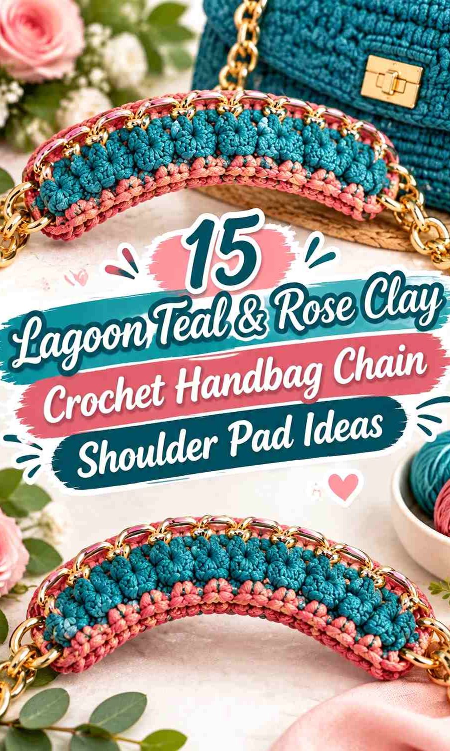 Lagoon Teal & Rose Clay Crochet Handbag Chain Shoulder Pad Ideas