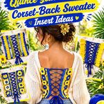 Lapis Blue & Quince Yellow Crochet Corset-Back Sweater Insert Ideas