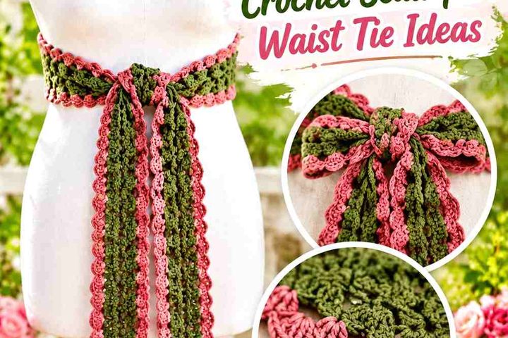 Moss Green & Antique Rose Crochet Scalloped Waist Tie Ideas