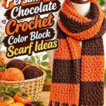 15 Persimmon & Chocolate Crochet Color Block Scarf Ideas