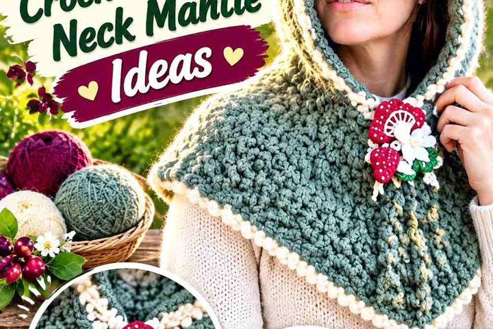 Plum Berry & Butter Milk Crochet Hooded Neck Mantle Ideas