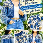 Prussian Blue & Marzipan Crochet Bomber Jacket Lace Yoke Ideas