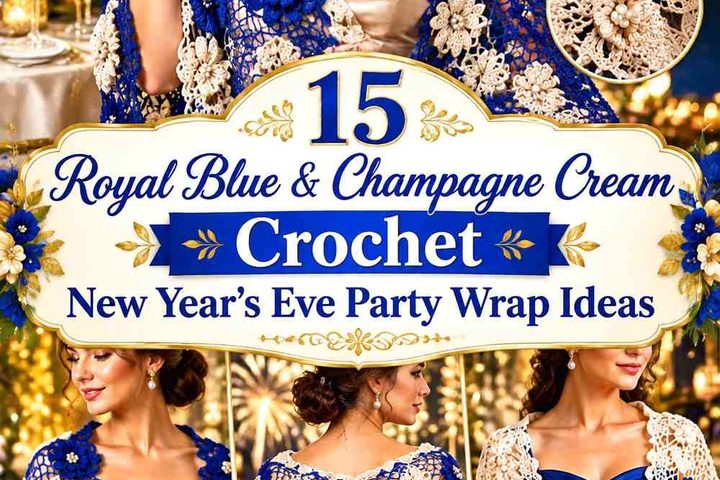 Royal Blue & Champagne Cream Crochet New Year's Eve Party Wrap Ideas