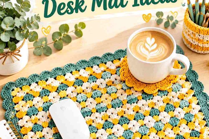 Saffron Cream & Eucalyptus Crochet Desk Mat Ideas
