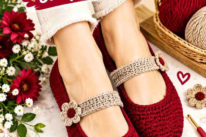 Sangria Red & Fawn Crochet Ballet Flat Strap Overlay Ideas