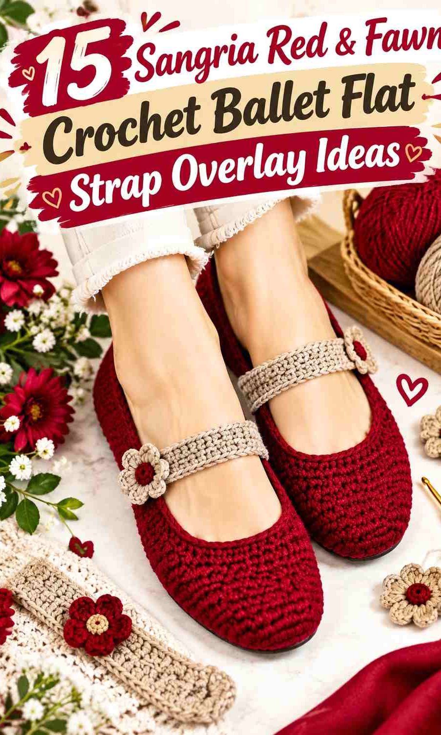Sangria Red & Fawn Crochet Ballet Flat Strap Overlay Ideas