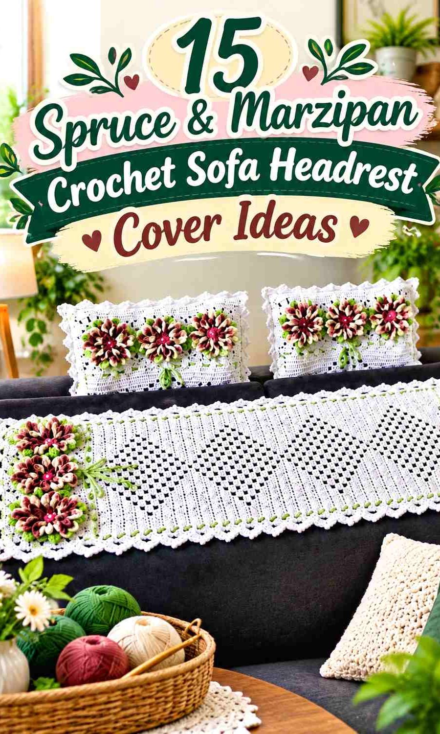 Spruce & Marzipan Crochet Sofa Headrest Cover Ideas