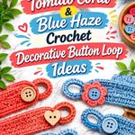 Tomato Coral & Blue Haze Crochet Decorative Button Loop Ideas