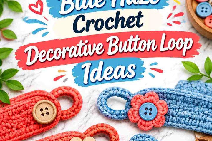 Tomato Coral & Blue Haze Crochet Decorative Button Loop Ideas