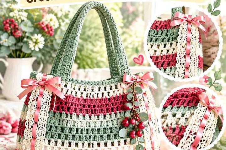 Vermilion Berry & Eucalyptus Milk Crochet Tote Side Lace Insert Ideas