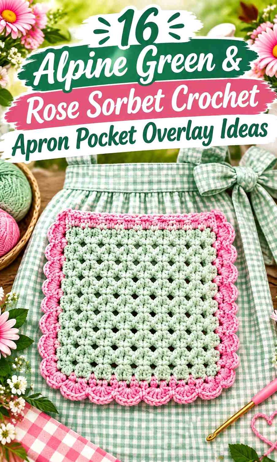 Alpine Green & Rose Sorbet Crochet Apron Pocket Overlay Ideas