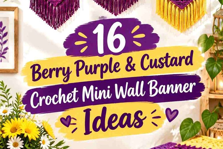 Berry Purple & Custard Crochet Mini Wall Banner Ideas