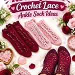 Bordeaux Wine & Rose Quartz Crochet Lace Ankle Sock Ideas