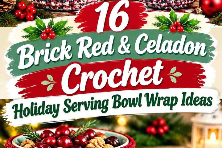16 Brick Red & Celadon Crochet Holiday Serving Bowl Wrap Ideas