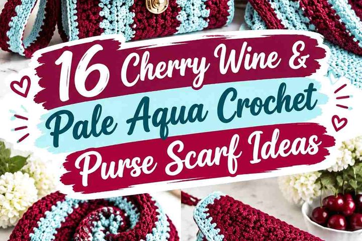 Cherry Wine & Pale Aqua Crochet Purse Scarf Ideas