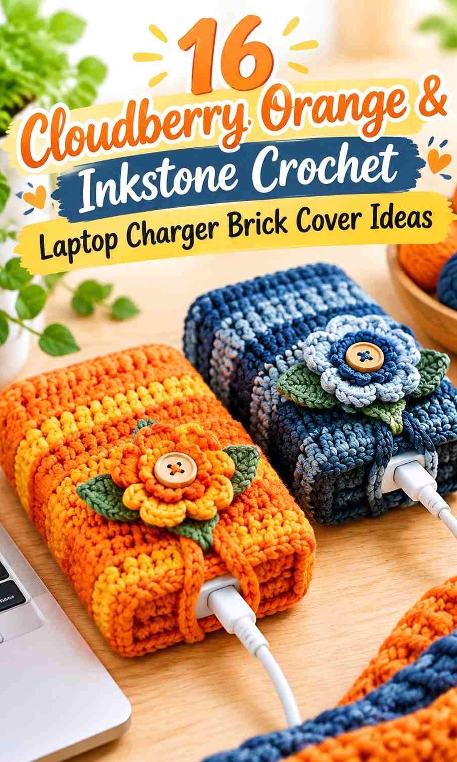 Cloudberry Orange & Inkstone Crochet Laptop Charger Brick Cover Ideas
