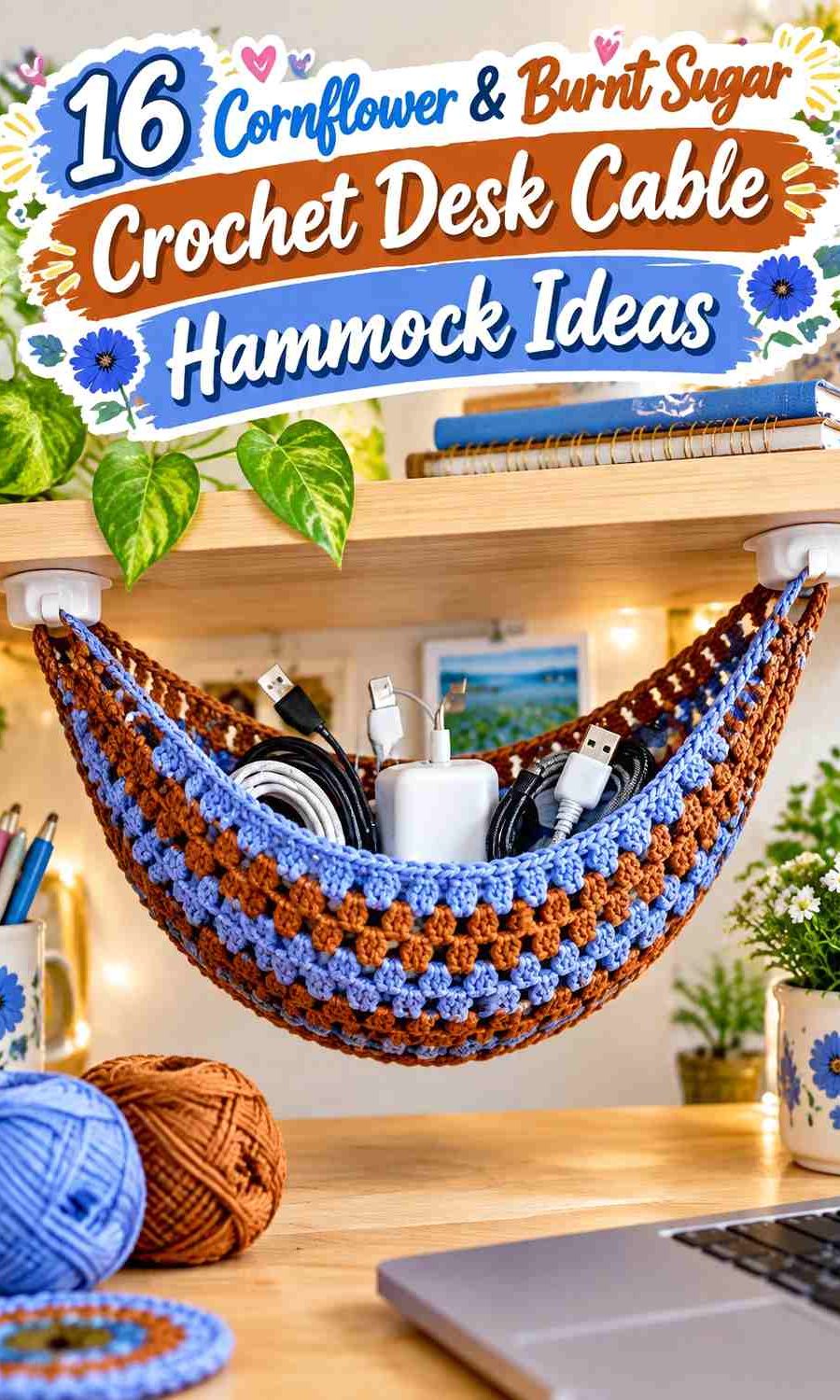 Cornflower & Burnt Sugar Crochet Desk Cable Hammock Ideas