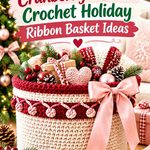 16 Cranberry & Blush Crochet Holiday Ribbon Basket Ideas