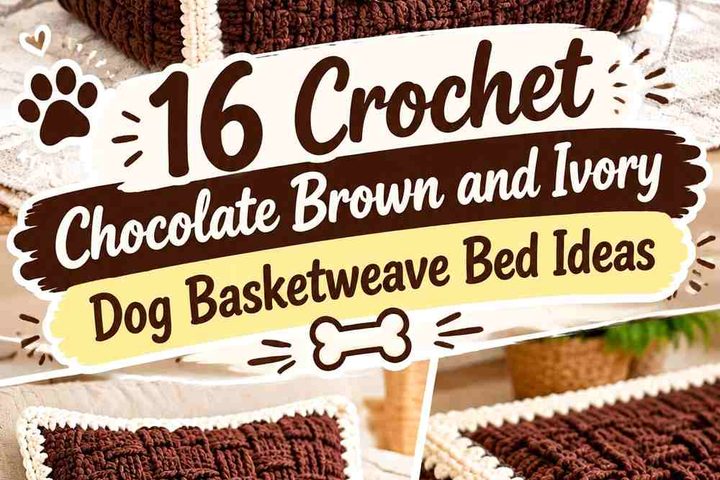 Crochet Chocolate Brown and Ivory Dog Basketweave Bed Ideas
