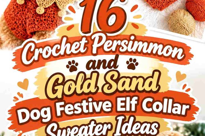 Crochet Persimmon and Gold Sand Dog Festive Elf Collar Sweater Ideas