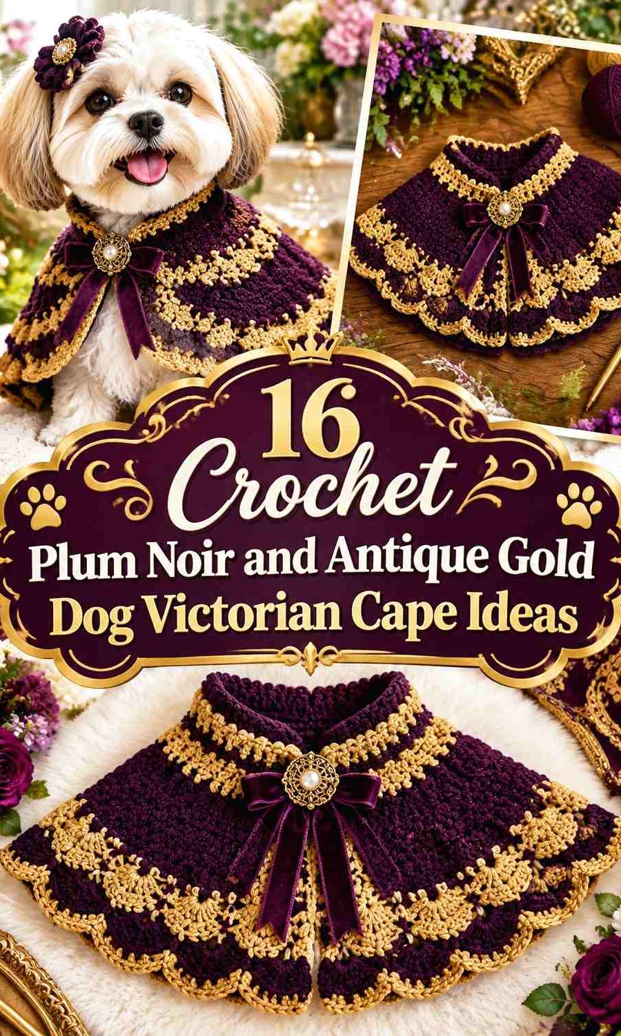 Crochet Plum Noir and Antique Gold Dog Victorian Cape Ideas