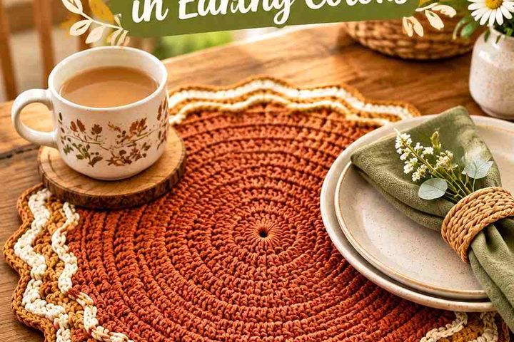 Crochet Wavy Edge Placemat Ideas in Earthy Colors