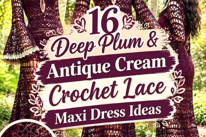 Deep Plum & Antique Cream Crochet Lace Maxi Dress Ideas