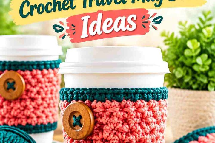 Guava Coral & Deep Spruce Crochet Travel Mug Boot Ideas