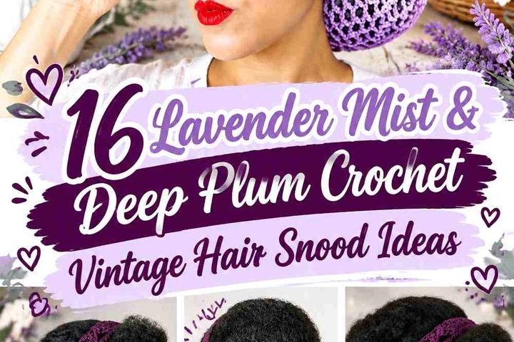 Lavender Mist & Deep Plum Crochet Vintage Hair Snood Ideas