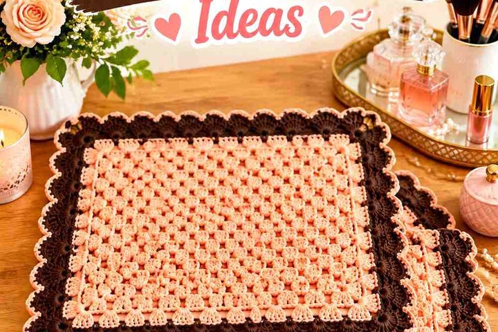 16 Peach & Chocolate Crochet Vanity Tray Liner Ideas