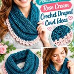 Peacock Teal & Rose Cream Crochet Draped Cowl Ideas