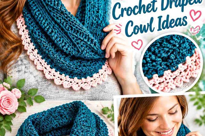 Peacock Teal & Rose Cream Crochet Draped Cowl Ideas