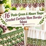 Pesto Green & Mauve Taupe Crochet Curtain Hem Border Ideas