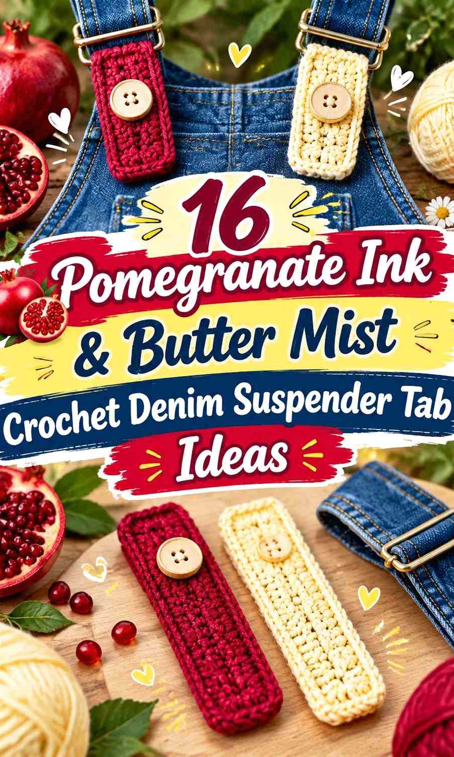 Pomegranate Ink & Butter Mist Crochet Denim Suspender Tab Ideas