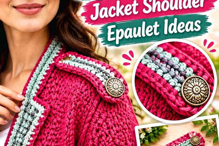 Pomegranate Pink & Sage Frost Crochet Jacket Shoulder Epaulet Ideas