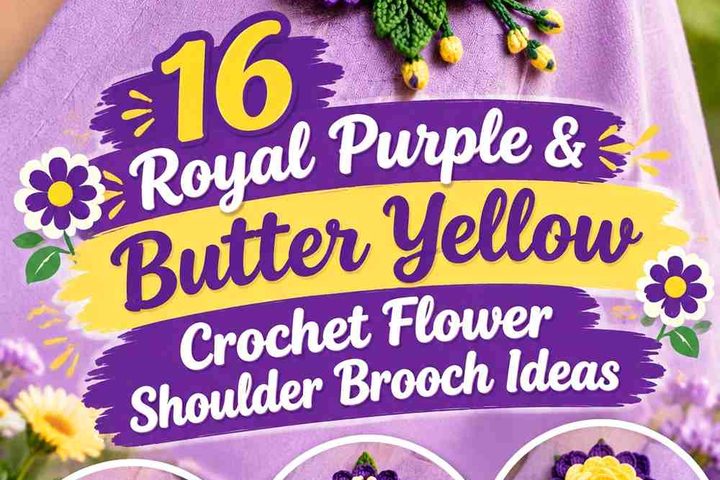16 Royal Purple & Butter Yellow Crochet Flower Shoulder Brooch Ideas