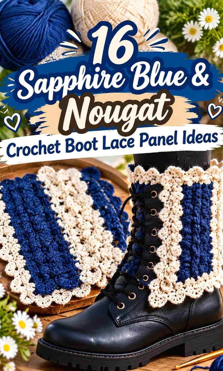 16 Sapphire Blue & Nougat Crochet Boot Lace Panel Ideas