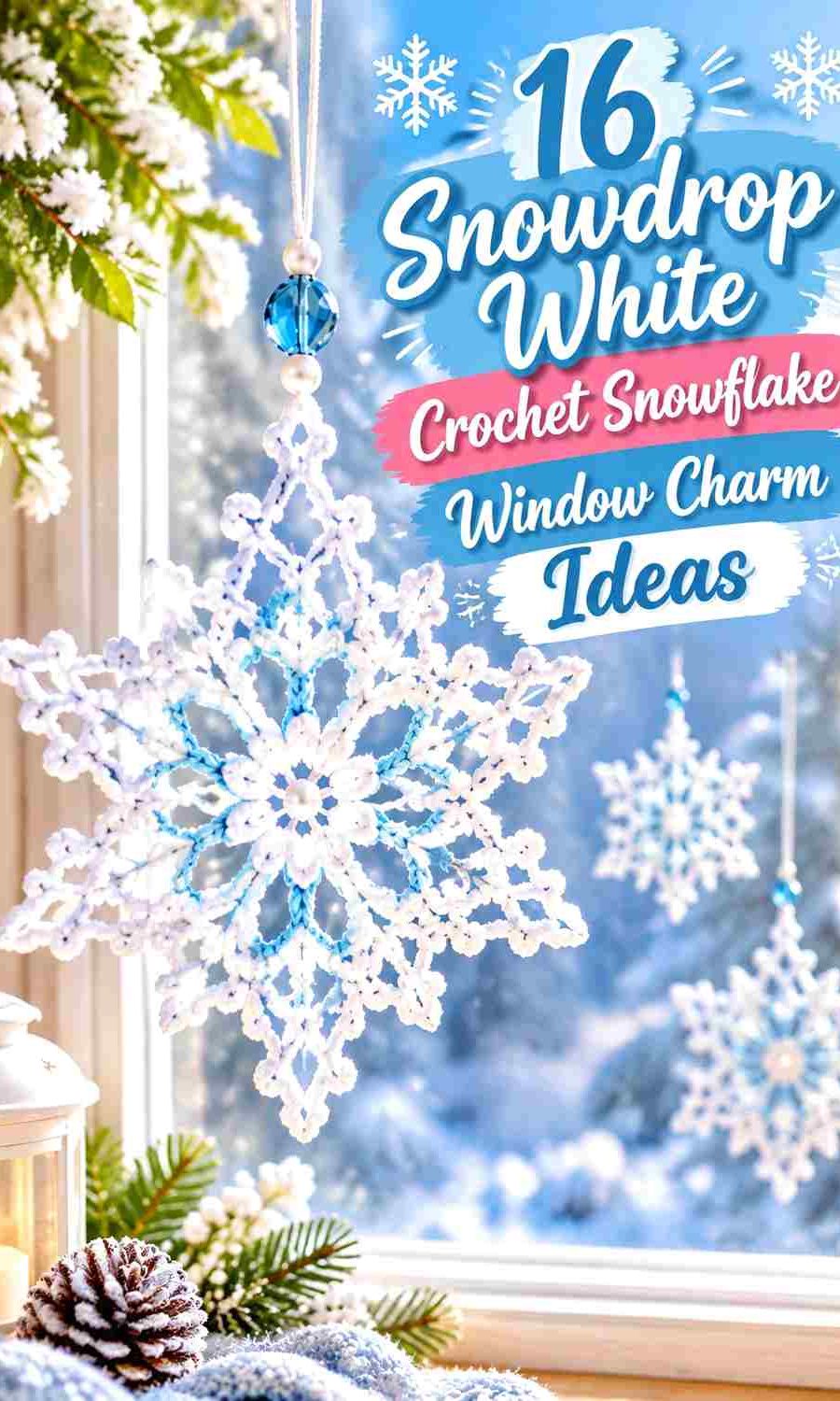 16 Snowdrop White Crochet Snowflake Window Charm Ideas