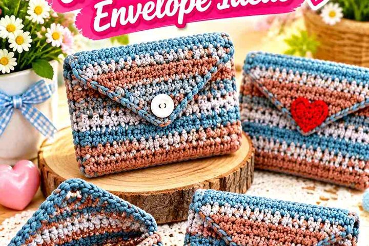 Storm Blue & Cinnamon Sugar Crochet Mini Trinket Envelope Ideas