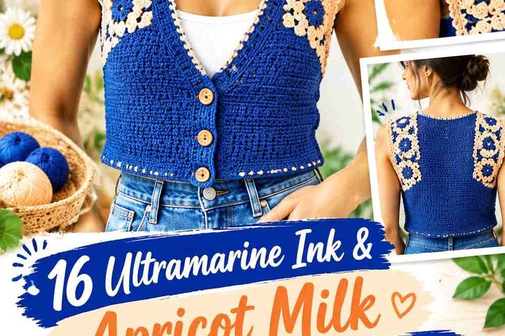 Ultramarine Ink & Apricot Milk Crochet Denim Waistcoat Shoulder Panel Ideas