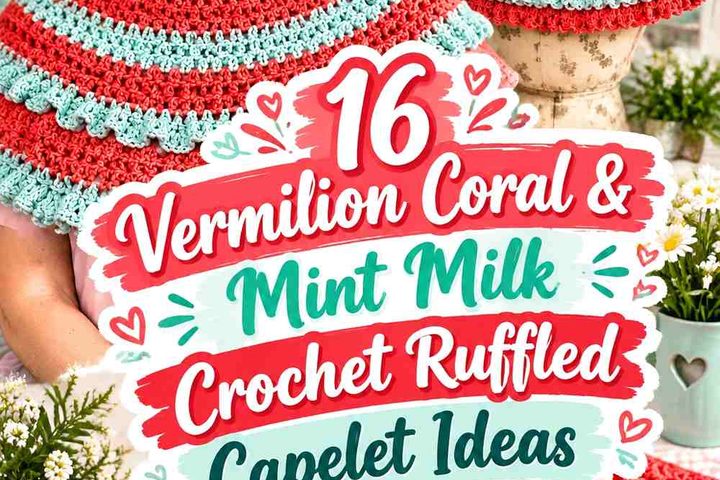 Vermilion Coral & Mint Milk Crochet Ruffled Capelet Ideas