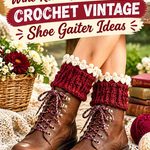 Wine Red & Almond Cream Crochet Vintage Shoe Gaiter Ideas