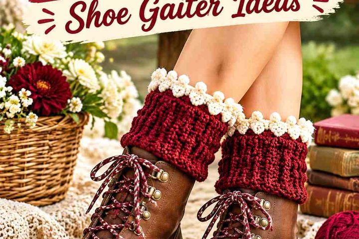 Wine Red & Almond Cream Crochet Vintage Shoe Gaiter Ideas
