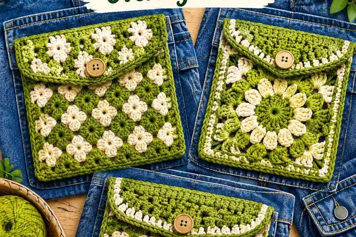 Absinthe Green & Parchment Crochet Denim Cargo Pocket Overlay Ideas