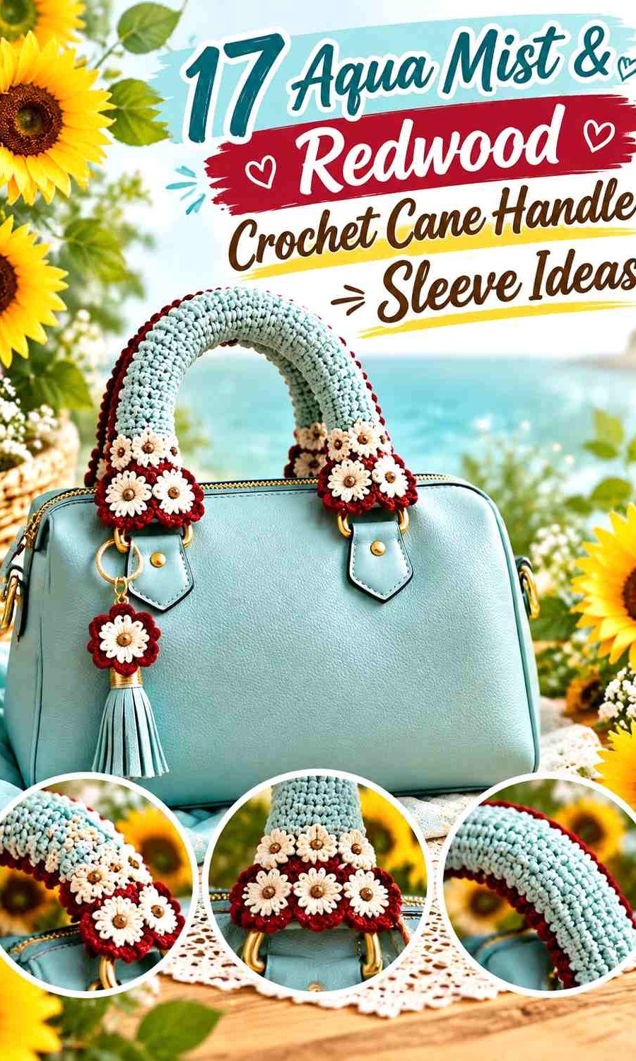 Aqua Mist & Redwood Crochet Cane Handle Sleeve Ideas