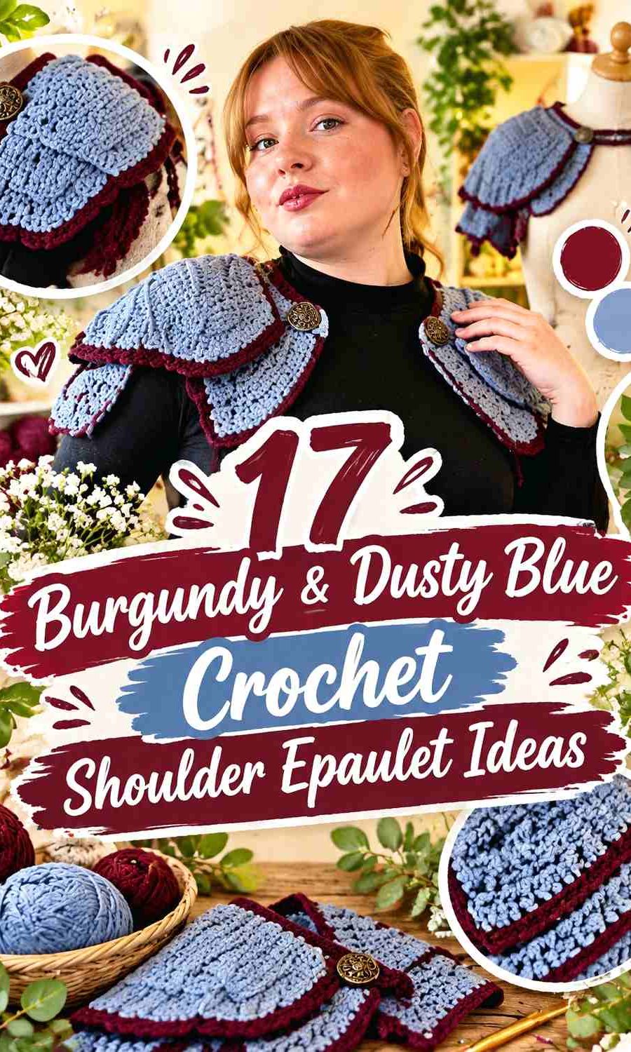 17 Burgundy & Dusty Blue Crochet Shoulder Epaulet Ideas