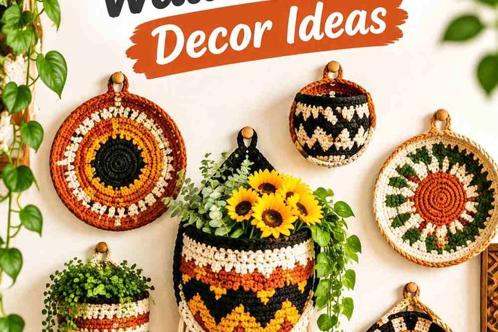 Crochet Afro Boho Wall Basket Decor Ideas With Earthy Color Schemes